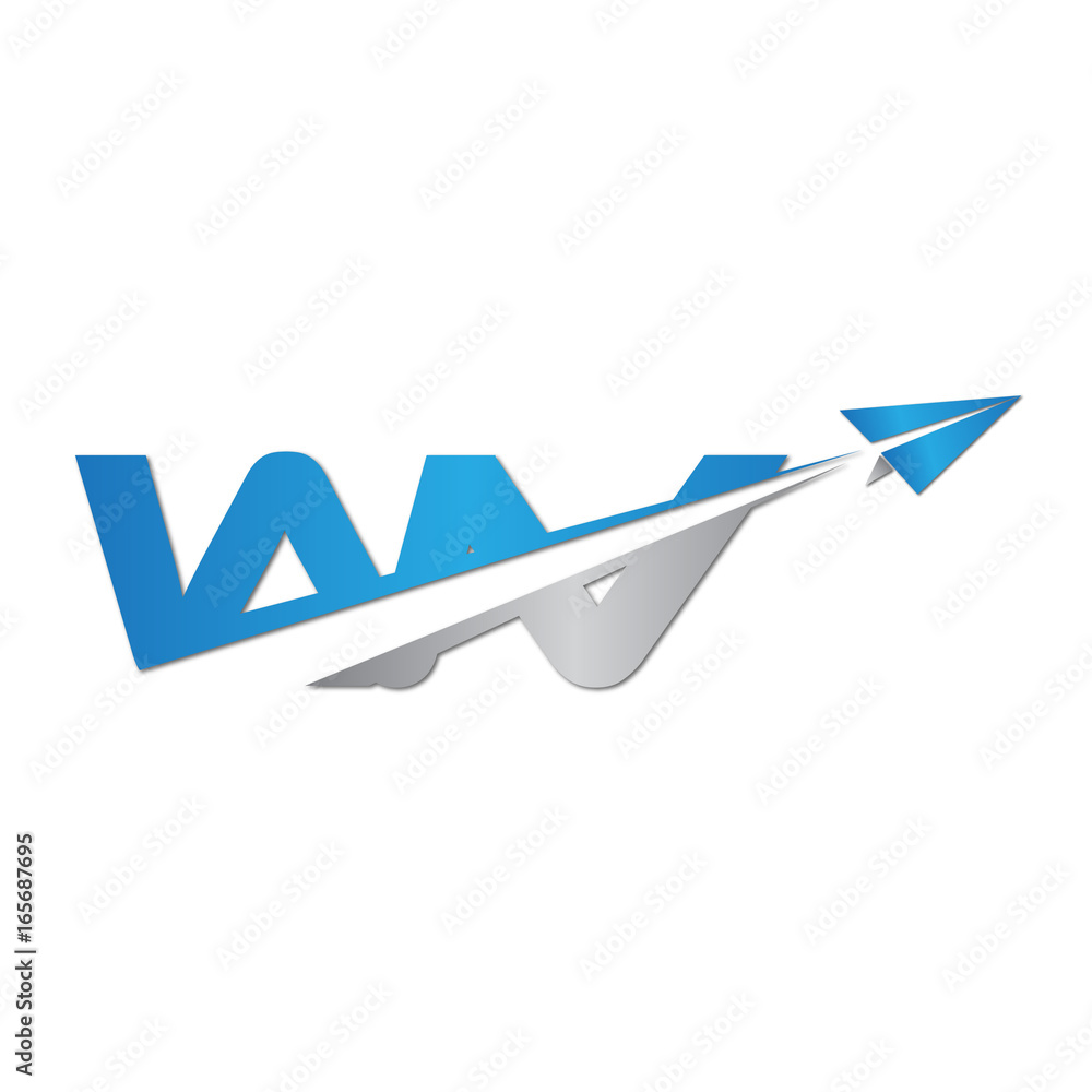 WV initial letter logo origami paper plane WV initial letter logo origami paper plane