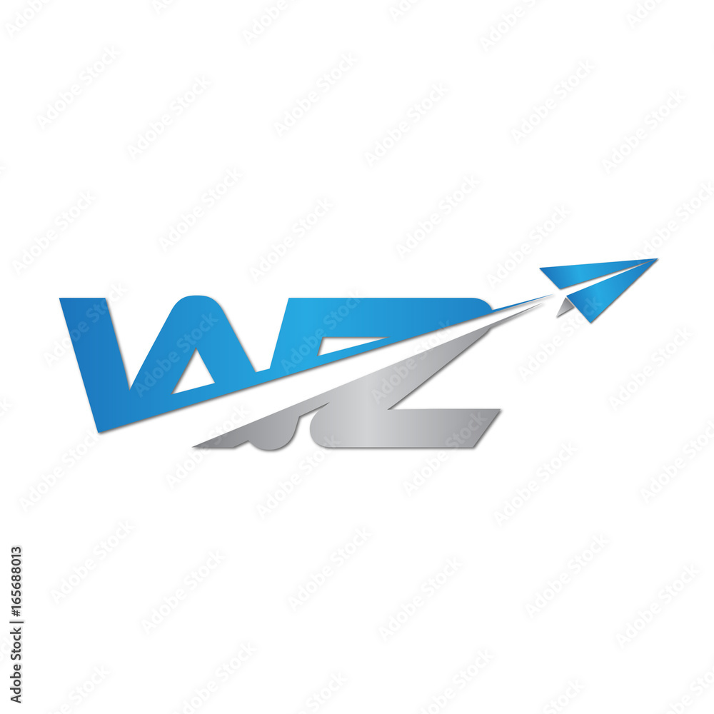 WZ initial letter logo origami paper plane WZ initial letter logo origami paper plane