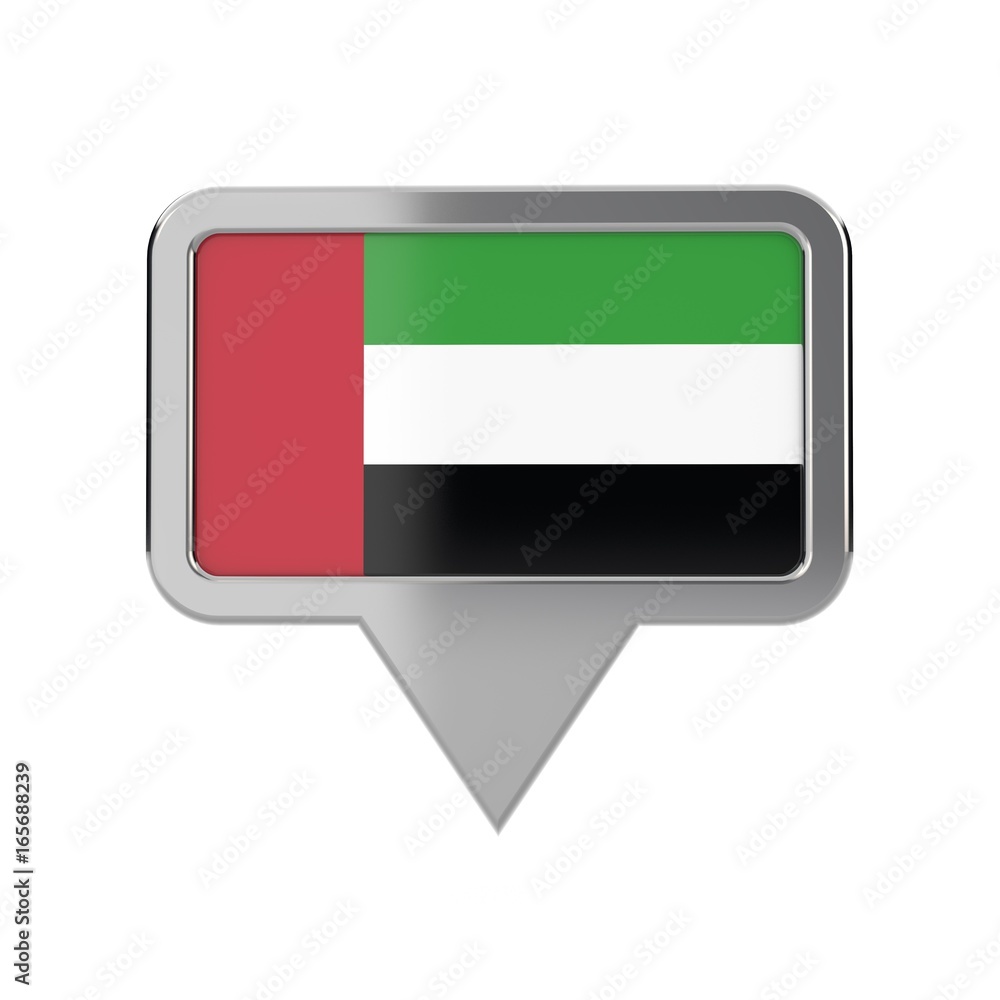 United Arab Emirates flag location marker icon. 3D Rendering United Arab Emirates flag location marker icon. 3D Rendering