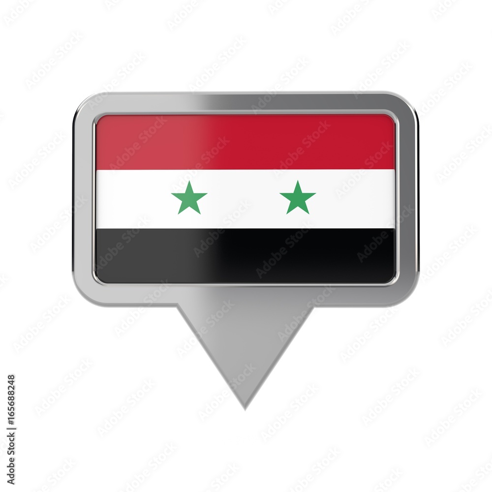 Syria flag location marker icon. 3D Rendering Syria flag location marker icon. 3D Rendering