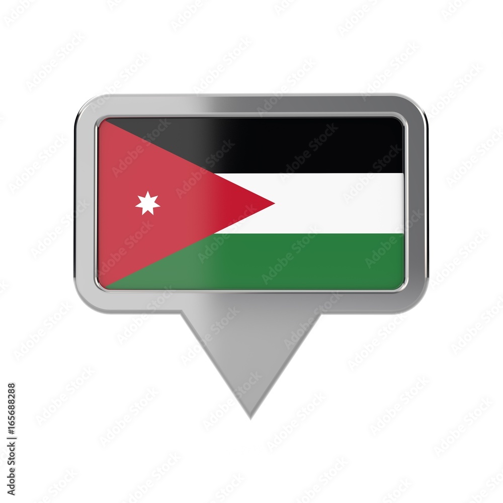 Jordan flag location marker icon. 3D Rendering Jordan flag location marker icon. 3D Rendering