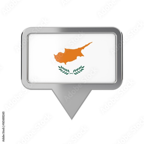  Cyprus flag location marker icon. 3D Rendering