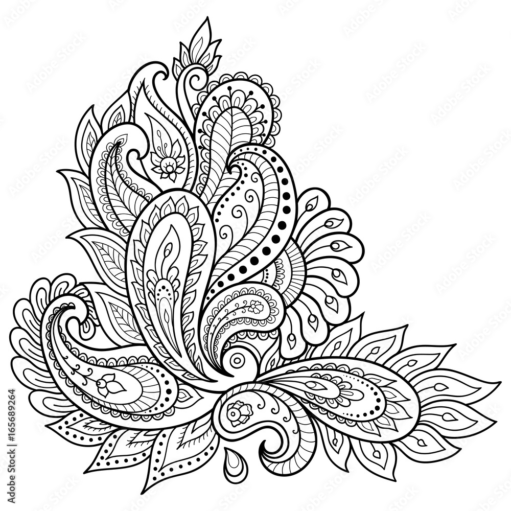 Henna tattoo flower template. Mehndi style. Set of ornamental patterns in the oriental style. Henna tattoo flower template. Mehndi style. Set of ornamental patterns in the oriental style.