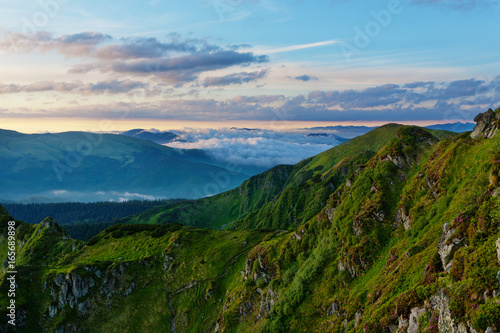 Carpathian Mountains in the morning.