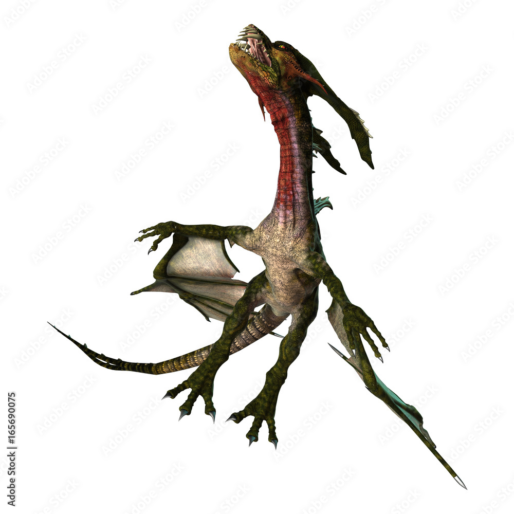 Fototapeta premium 3D Rendering Fantasy Dragon on White