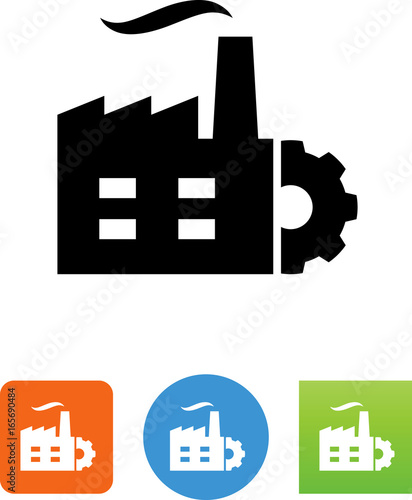 Factory With Gear Icon - Illustration