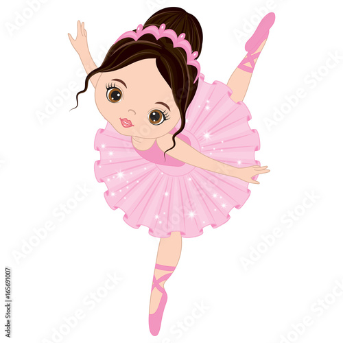Slika na platnu Vector Cute Little Ballerina Dancing