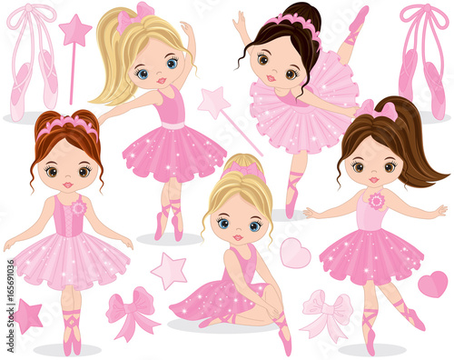 Vector Set with Cute Little Ballerinas photo