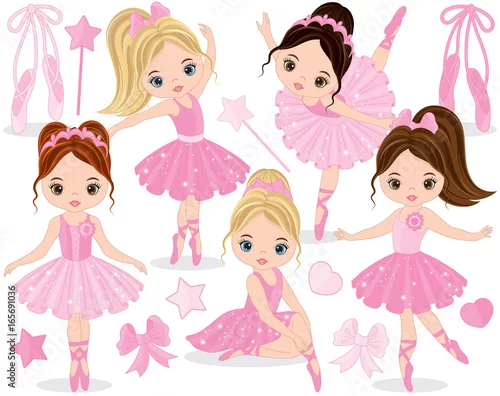 Obraz Vector Set with Cute Little Ballerinas