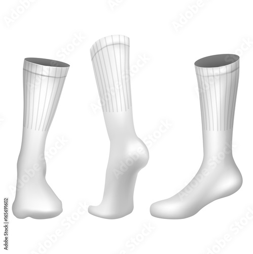 Vector Realistic Football socks White. Template Editable Illustration