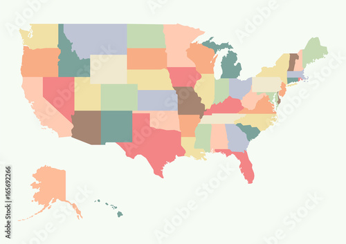 Vintage colorful USA map