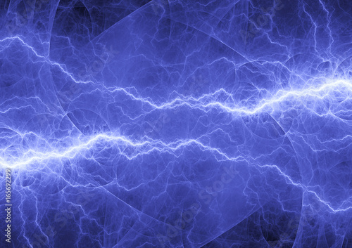 Blue electrical discharge, plasma and power background photo