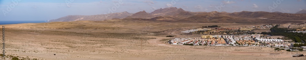 Panorama of the island of Fuerteventura in the area of the Costa Calma
