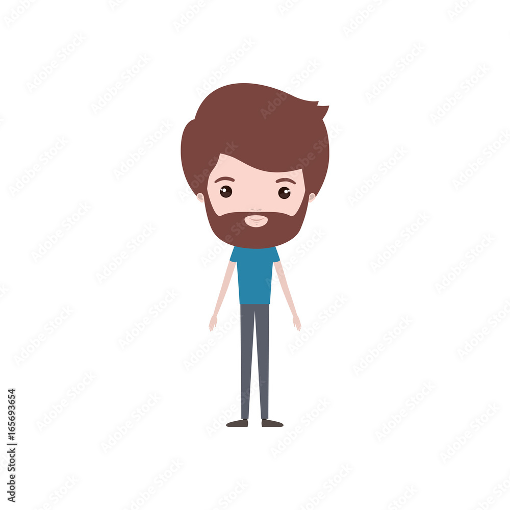 colorful caricature thin man bearded in clothes with hairstyle colorful caricature thin man bearded in clothes with hairstyle