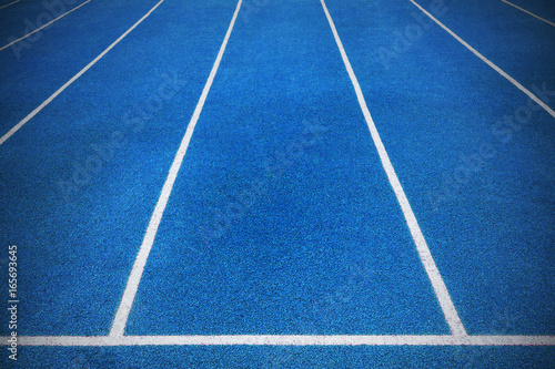 Blue color running tracks on athletics stadium