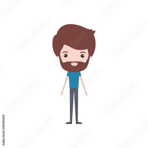 colorful caricature thin man bearded in clothes with hairstyle