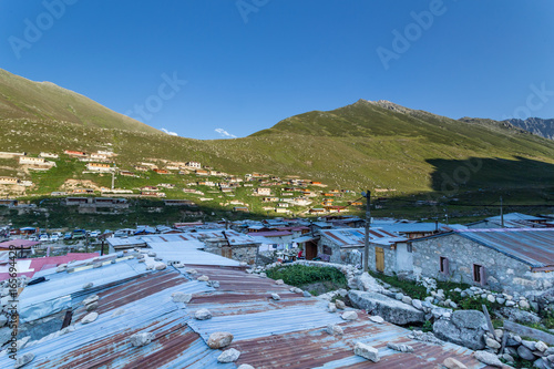 In Karadeniz region of Turkey country, View of Kavrun plateau or tableland which is a village in the Kackar Mountains. Kackar Mountains or simply Kackars are a mountain in Camlihemsin, Rize, Turkey. photo