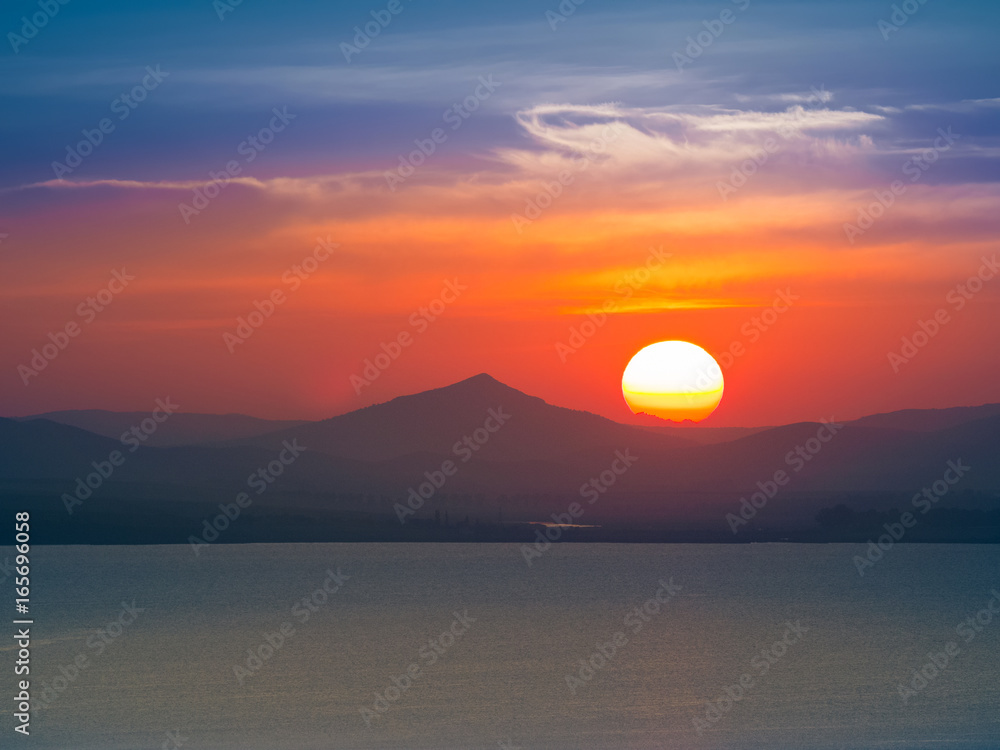 Naklejka premium Enisala fortress at sunset, Dobrogea, Romania