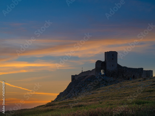 Enisala fortress at sunset, Dobrogea, Romania