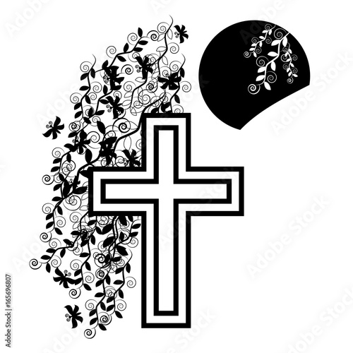 Funeral icon cross - faith and religion. Vector illustration.