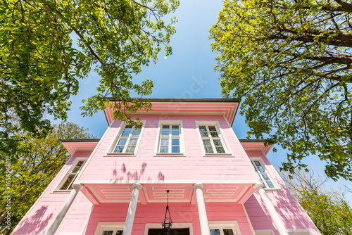 Pink Pavilion (Turkish: Pembe Kosk) is a mansion within the Emirgan Park built by Khedive Ismail Pasha. The mansion is used  as a cafeteria and  as a restaurant of Turkish-Ottoman cuisine photo