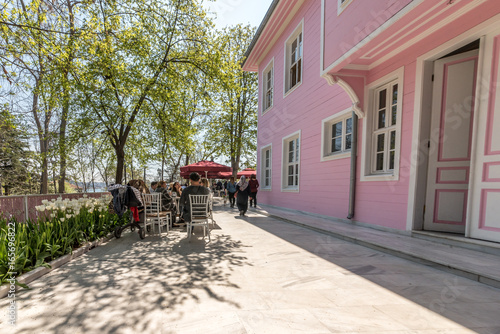 Pink Pavilion (Turkish: Pembe Kosk) is a mansion within the Emirgan Park built by Khedive Ismail Pasha. The mansion is used as a cafeteria and as a restaurant of Turkish-Ottoman cuisine