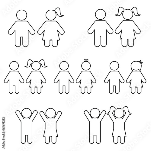 children line icon set illustration