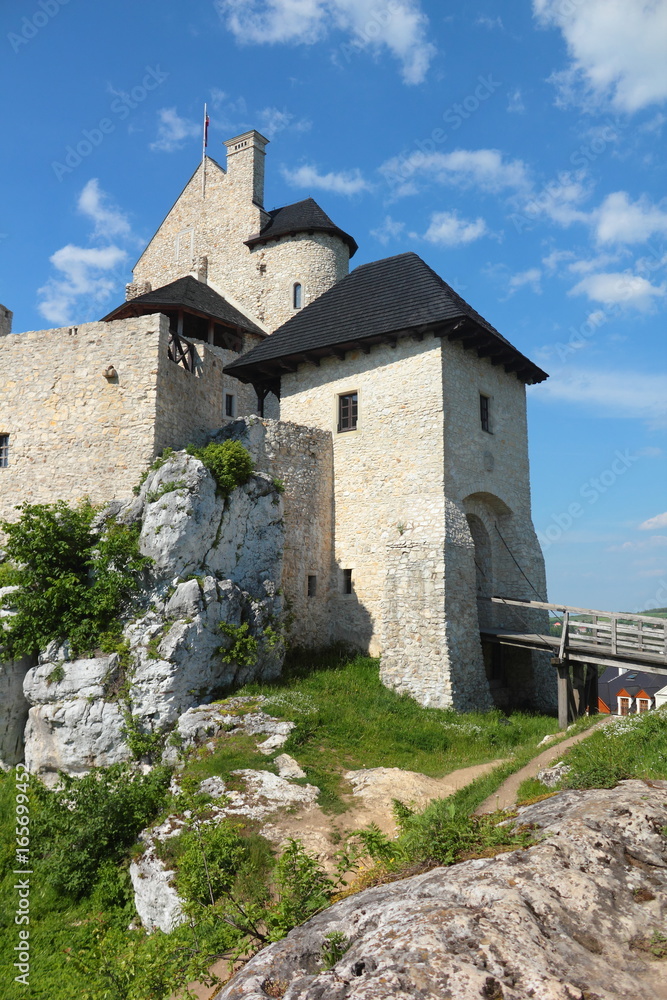 Gate to stone fortress Bobolice in Poland