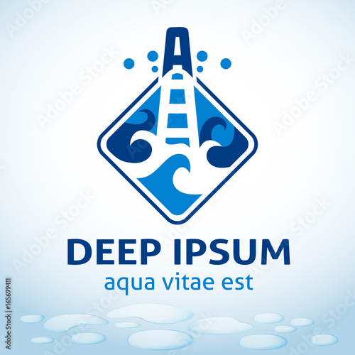 Water drilling emblem, vector template.