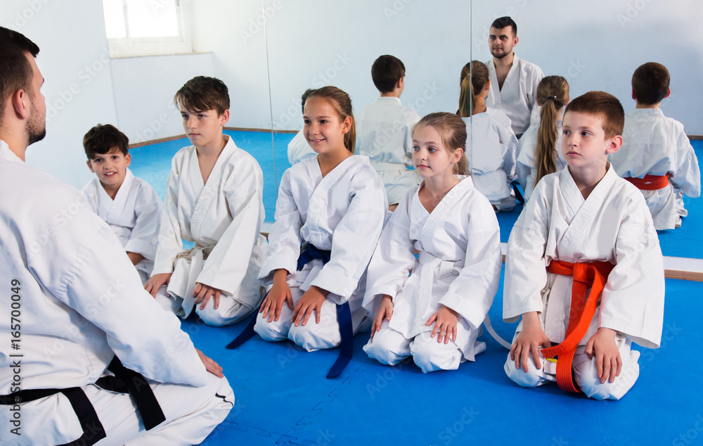 Fototapeta Young children in karate class