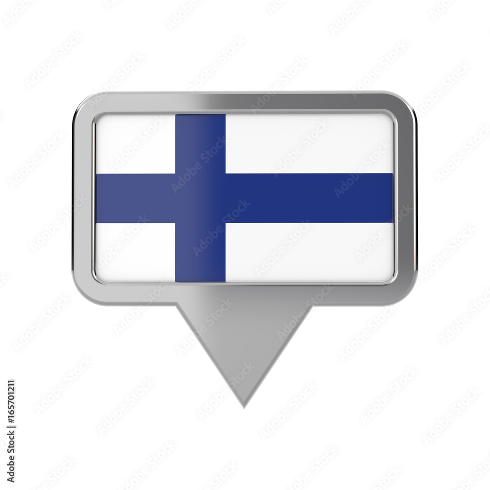 Fototapeta premium Finland flag location marker icon. 3D Rendering
