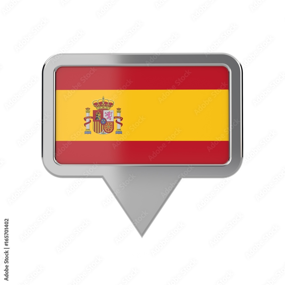 Spain flag location marker icon. 3D Rendering Spain flag location marker icon. 3D Rendering