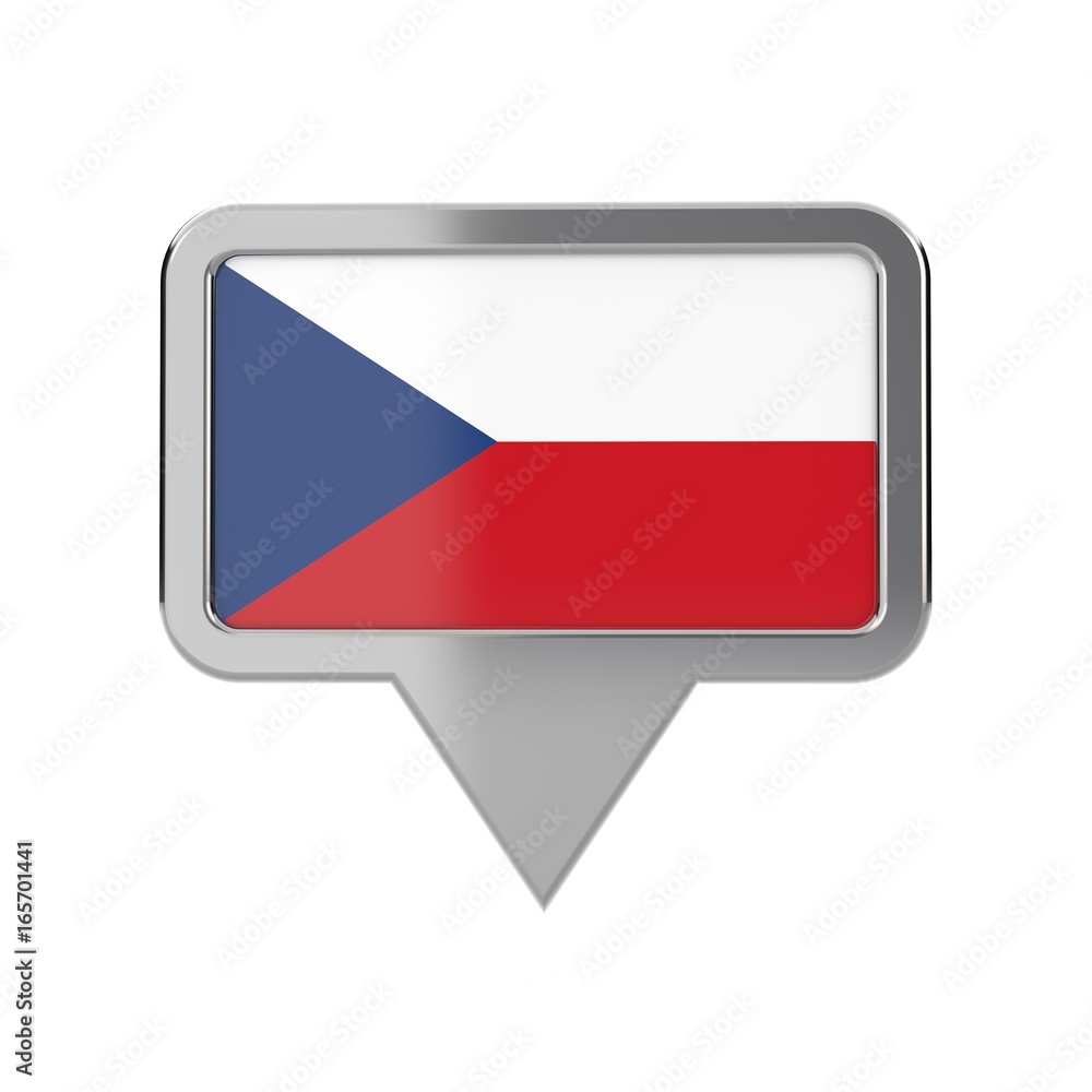 Czech Republic flag location marker icon. 3D Rendering Czech Republic flag location marker icon. 3D Rendering
