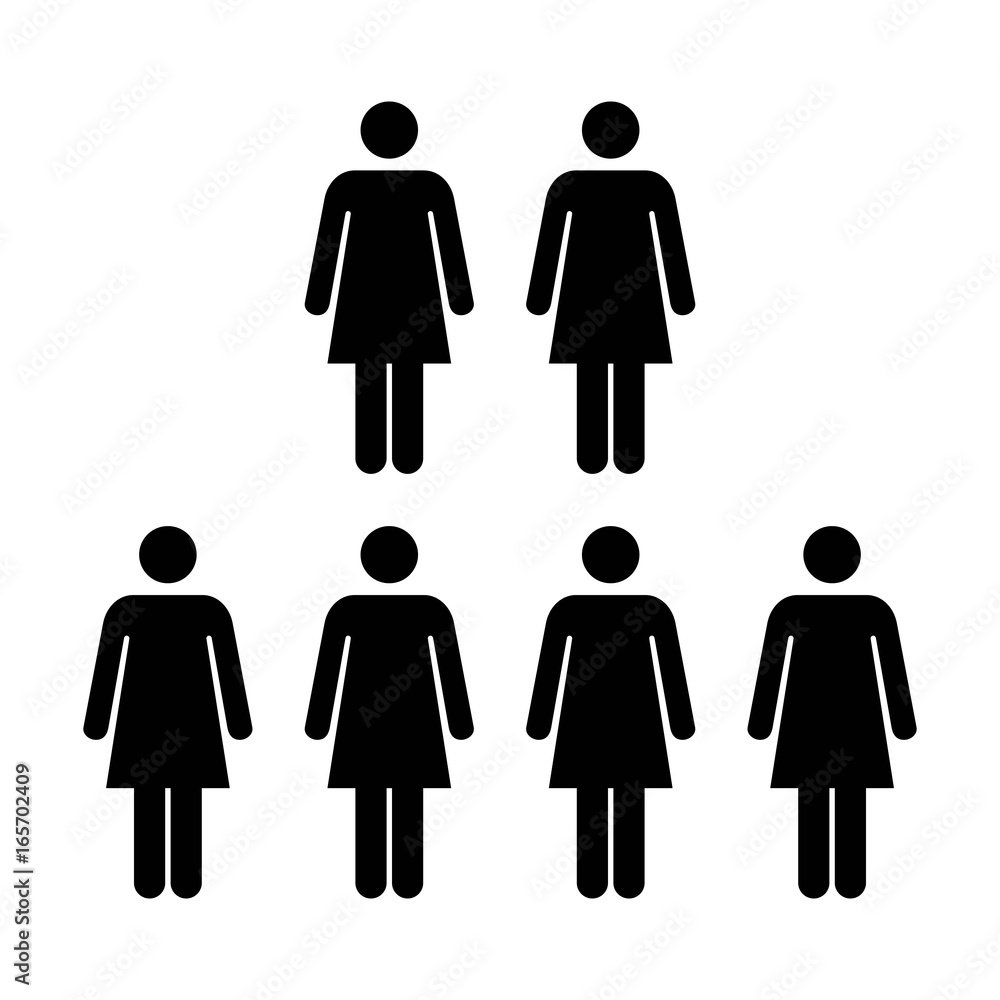 People Icon Vector Group of Women Team Symbol for Business Infographic Design in Glyph Pictogram illustration People Icon Vector Group of Women Team Symbol for Business Infographic Design in Glyph Pictogram illustration