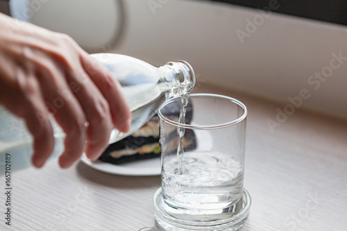 Drinking water.