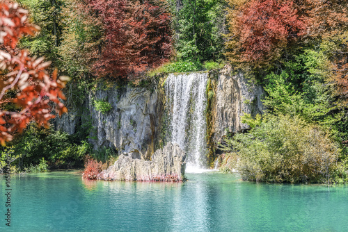 Fototapeta Naklejka Na Ścianę i Meble -  Waterfall in the National Park Plitvice Lakes. Croatia.