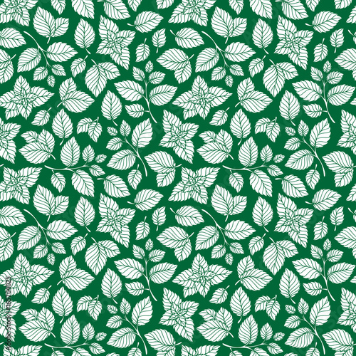 Hand drawn vector seamless pattern with mint leaves