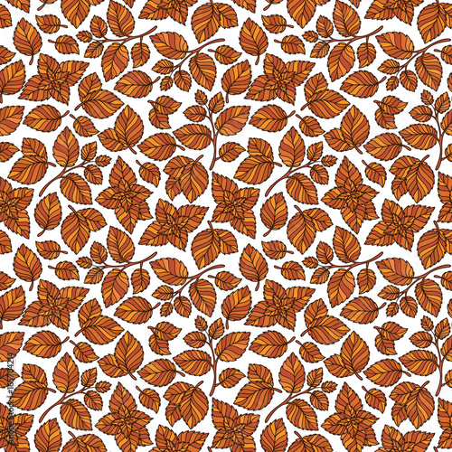 Hand drawn vector seamless pattern with mint leaves