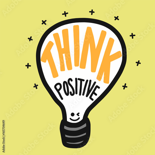 Think positive light bulb vector illustration