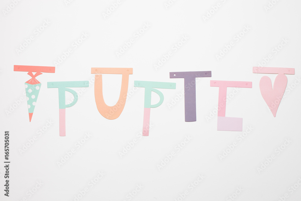 Pupil colorful paper cutout lettering