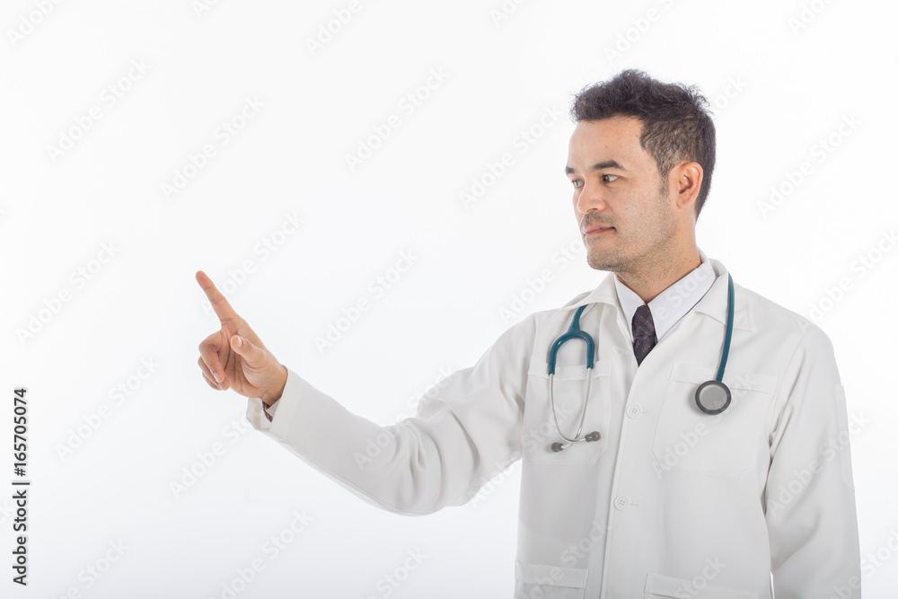 Doctor touching something with copy space Doctor touching something with copy space