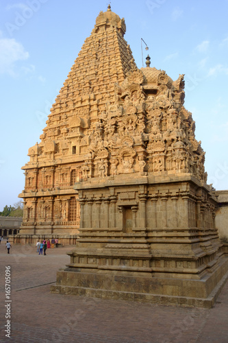 Thanjavur  Tanjore   India - February 20  2014  Visitors and pilgrims at Brihadishvara temple   UNESCO World Heritage site