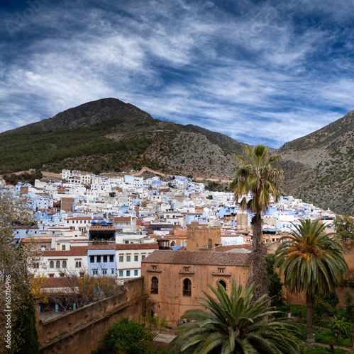 Ancient fortress and panorama of Chefchaouen Medina in Morocco, Africa