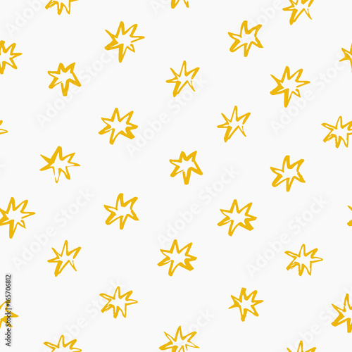 Abstract pattern with stars drawn in brush style on white background. Perfect for textile  blog decoration  banner  poster  wrapping paper.