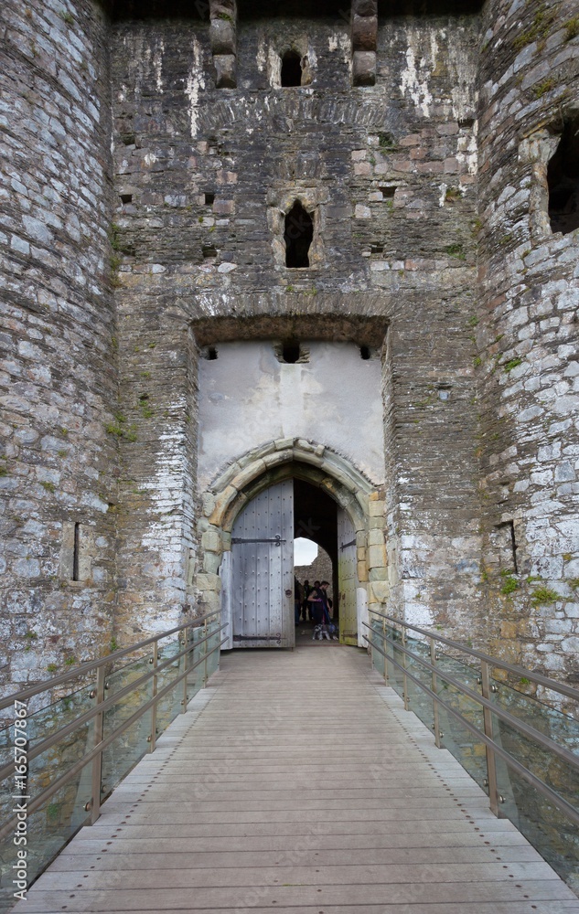 Editorial Kidwelly, UK - July 22, 2017: Kidwelly Castle is a Norman castle and popular tourist attraction in Kidwelly, South Wales, owned by Cadw, the Welsh Government’s historic environment service