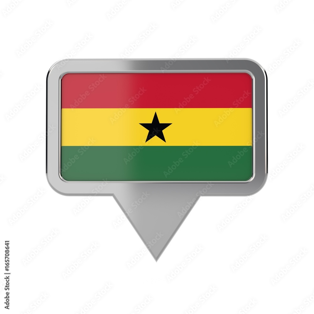 Fototapeta premium Ghana flag location marker icon. 3D Rendering