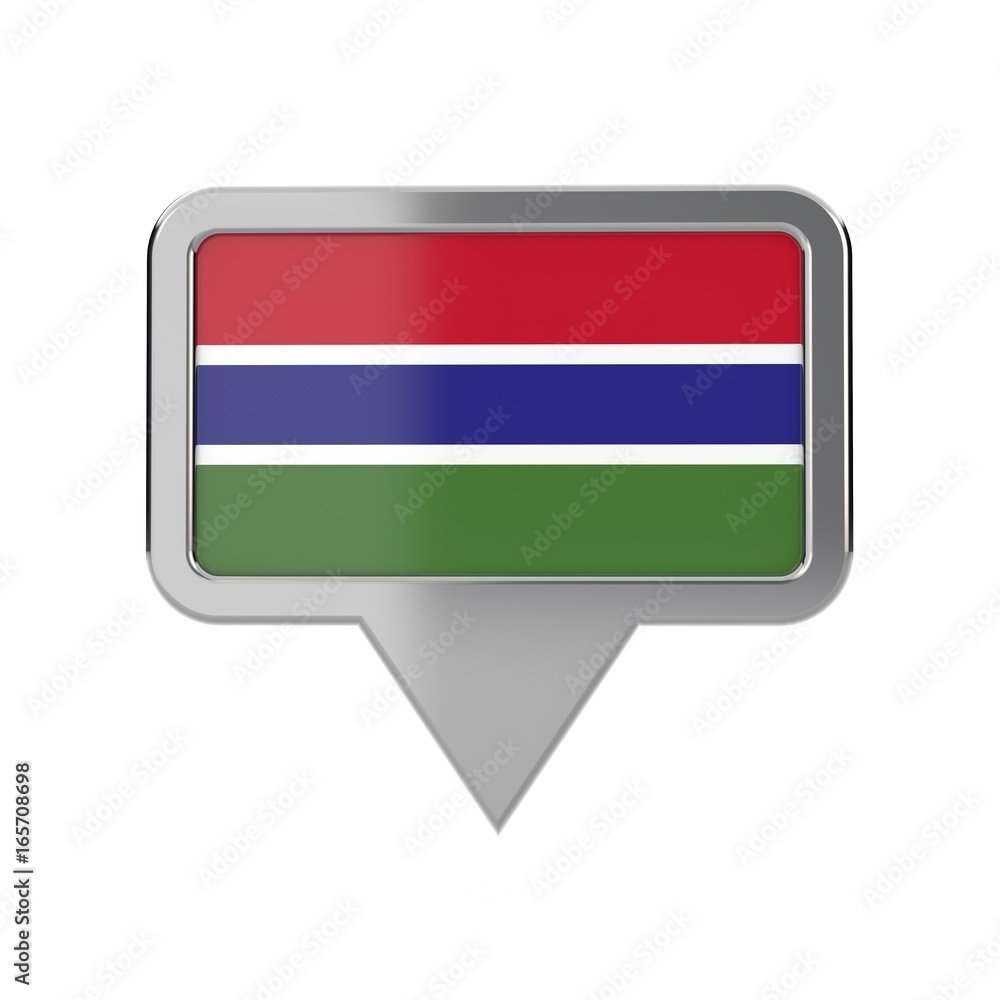 Gambia flag location marker icon. 3D Rendering Gambia flag location marker icon. 3D Rendering