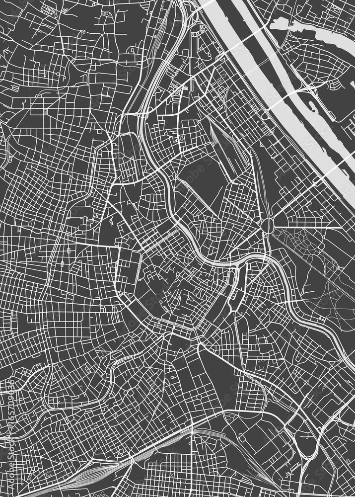 Fototapeta premium Plan miasta Wiedeń, szczegółowa mapa wektorowa