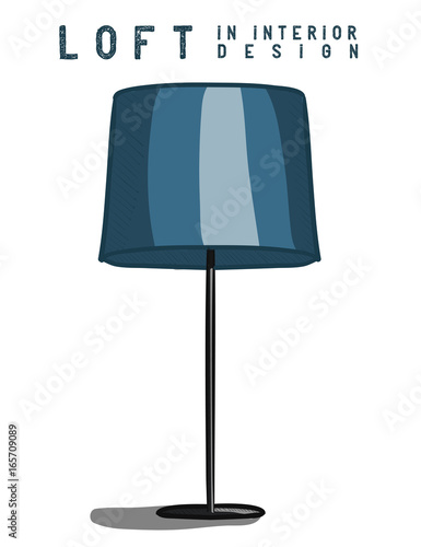 Floor lamp in color. Loft in interior design eps 10 illustration