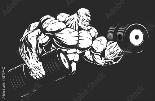 Bodybuilder with dumbbells